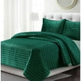 thumbnail image 2 of Tribeca Living Florence Velvet Oversized Solid Quilt Set King Emerald Green, 2 of 3