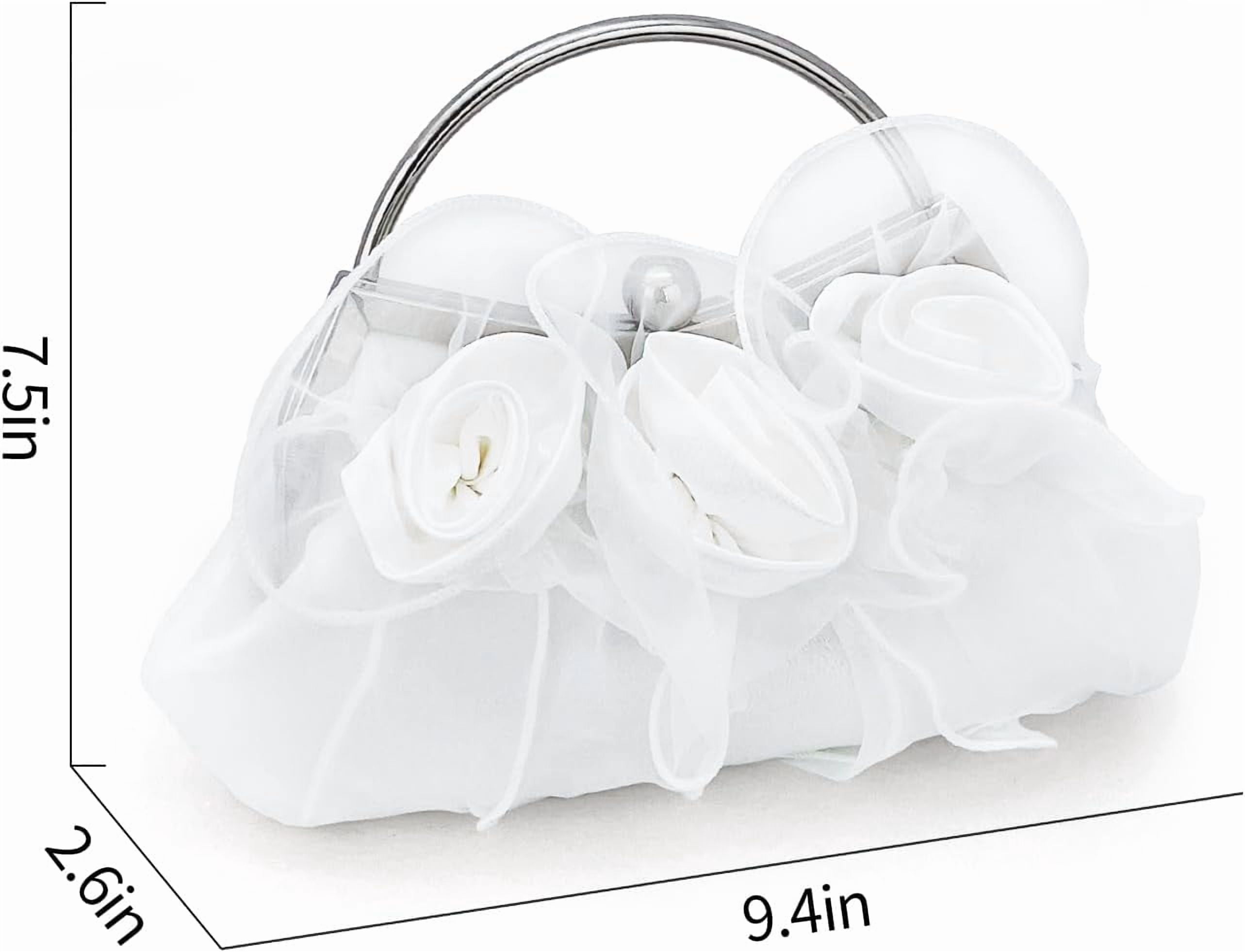 Elegant Satin Floral Clutch Purse with Detachable Chain Strap for Wedding, Prom, and Evening Parties – Bridesmaid, Betrothed, and Evening Bag for Women