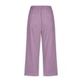 thumbnail image 6 of Audhol Baggy Pants Women's Fashion Casual Loose Drawstring Drawstring Solid Color Large Size Three Quarter Casual Pants Comfy Pants Women Purple 3XL, 6 of 6