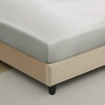 thumbnail image 5 of 3 Piece Gray Silky Satin Bed Sheets Twin with Deep Pockets, Luxury Silk Feel Satin Twin Size Sheet Set Bedding Set (1 Flat Sheet,1 Fitted Sheet,1 Pillow case), 5 of 12