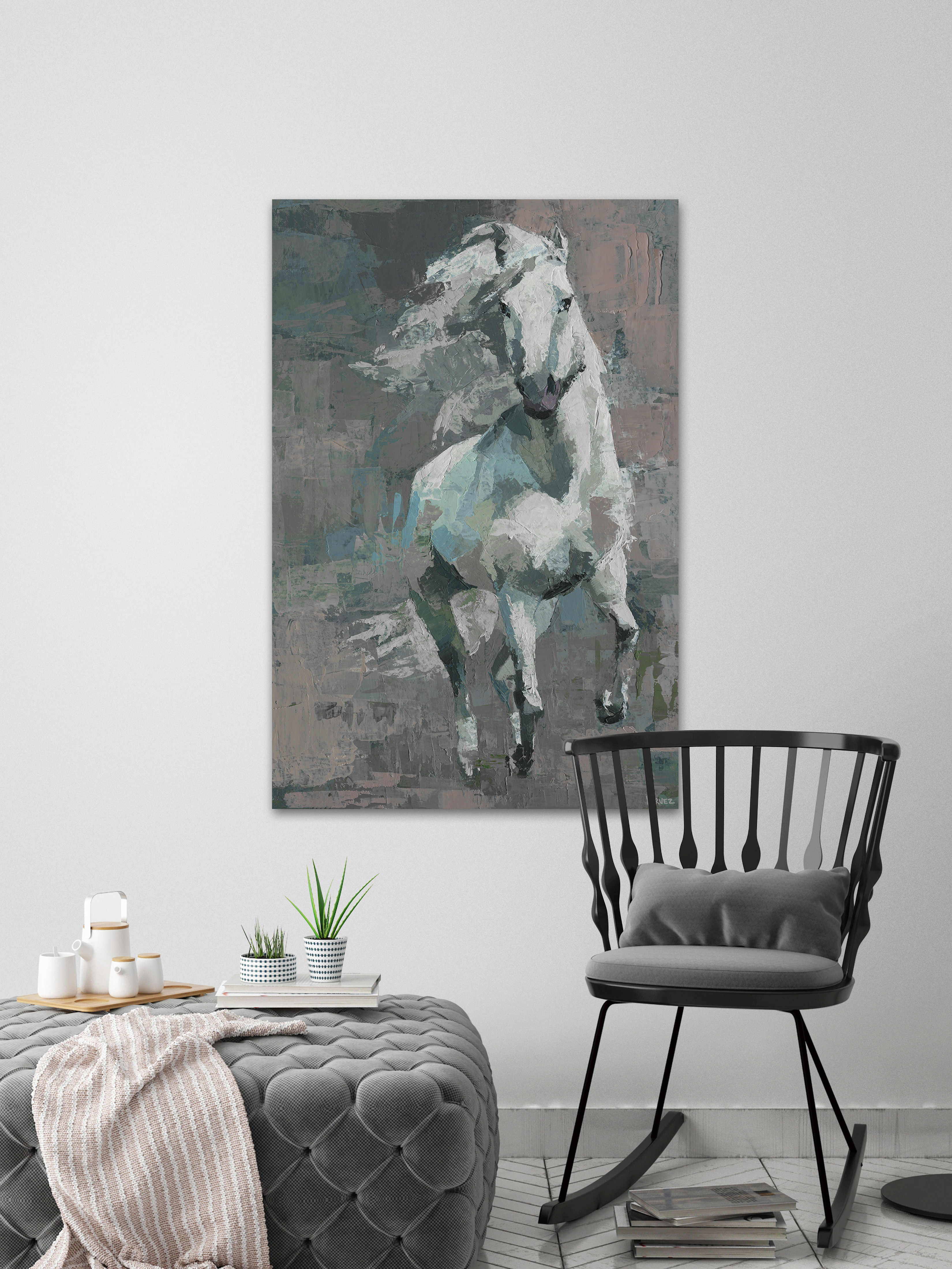 Large White Horse Painting Extra Large Horse Canvas Wall Art Large Horse  Canvas Art