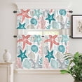 thumbnail image 6 of Summer Ocean Curtain Valances Set Navy Blue and Red Coral Starfish Seashells Kitchen Curtains 36&nbsp;inch Length Rod Pocket Valance and Tiers 3 Piece Set Small Bedroom Bathroom Laundry Decor, 6 of 9