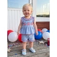 thumbnail image 6 of Loicainy Baby Toddler Girl 4th of July Clothes 6 12 18 24 Months 2T 3T 4T Flag Embroidery Plaid Frills Sleeveless Tank Tops Elastic Waist Shorts 2Pcs Summer Outfits Set, 6 of 9