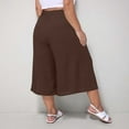 thumbnail image 5 of Homenesgenics Shorts for Women Women Plus Size Linen Casual Solid Color 3/4 Shorts Shorts Drawstring with Pockets Shorts Brown L, 5 of 7