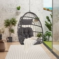 thumbnail image 2 of Sesslife Wicker Egg Chair with Stand, Outdoor Indoor Oversized Lounger Rattan Peacock Egg Basket Chair for Patio Backyard Porch, Comfy Outdoor Reading Chair Bedroom Lounge Chair (Light Gray), 2 of 7