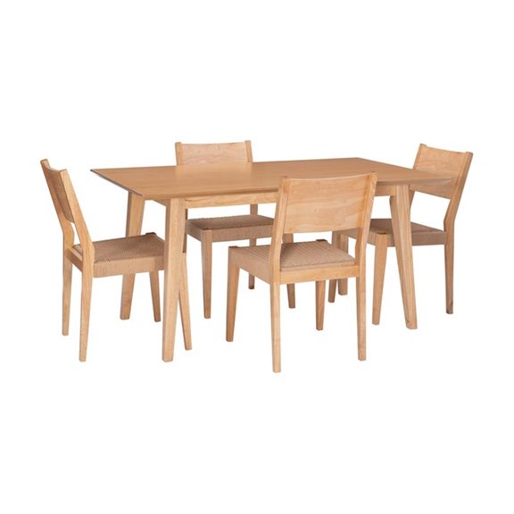 Pemberly Row Modern Five Piece Wood Dining Set in Natural Brown