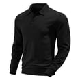 thumbnail image 6 of ZVAVZ Textured Polos Shirts for Men Regular Fit Long Sleeve Collared Tops Jacquard Fashion Casual Beach Vacation T-Shirt Black L, 6 of 7