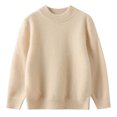 thumbnail image 4 of NAISIBABY Boys Girls Sweater, Long Sleeve Comfy Base Solid Warm Fall Winter Pullover Tops Beige 4-5T, 4 of 9
