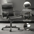 thumbnail image 5 of Gianna PU Leather Mid-back Office Chair with Fixed Padded Armrests for Adults, Black, 5 of 6