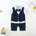 thumbnail image 2 of Gerichy Baby Boys Gentleman Romper One Piece Short Sleeve Bowtie Outfit Formal Wear Tuxedo Suit, 2 of 5