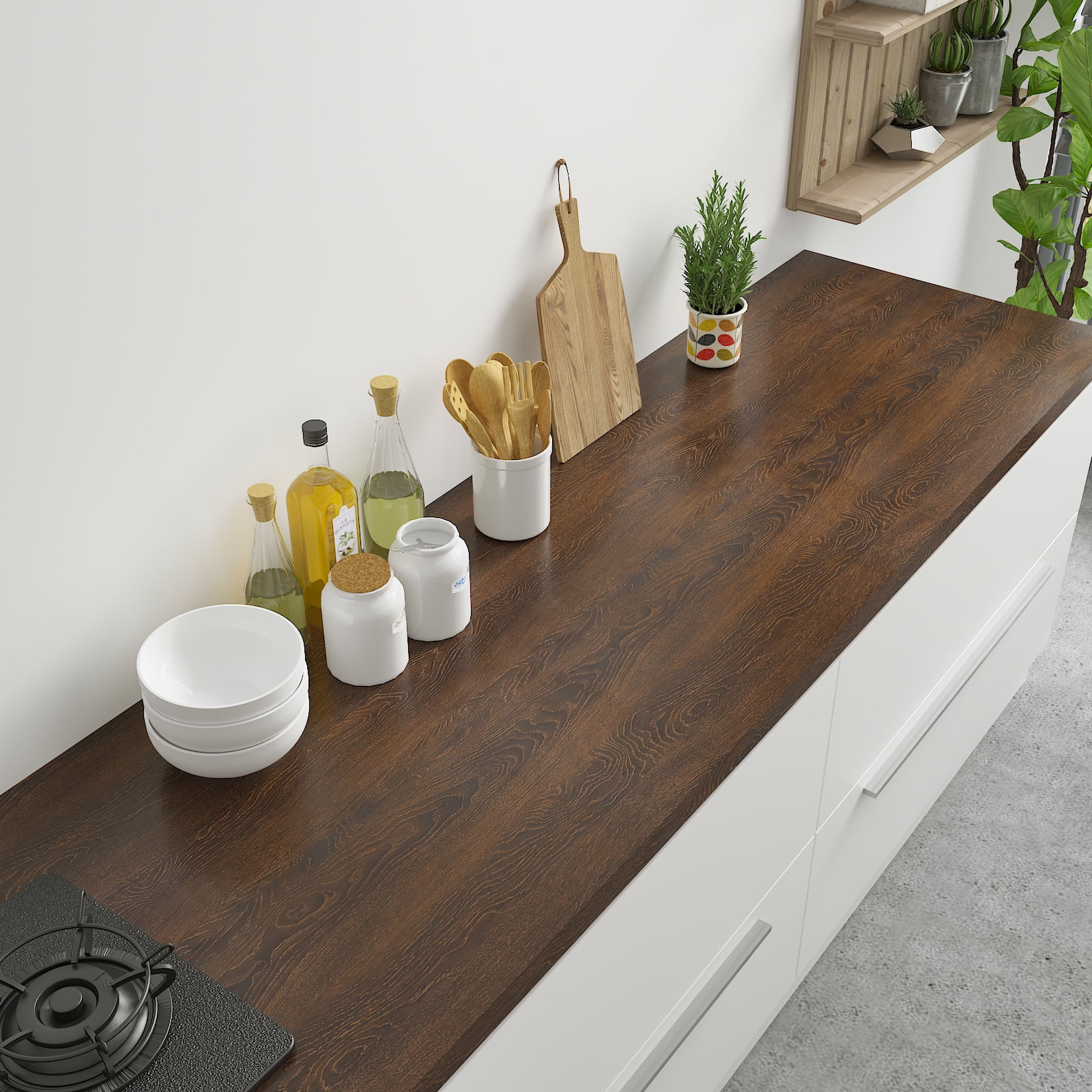 CHIHUT 17.7"x236" Dark Brown Wood Wallpaper Peel and Stick Countertop Contact Paper Waterproof Wood Grain Wallpaper for Kitchen Removable Self Adhesive Wood Vinyl Roll for Cabinets Shelf Liners