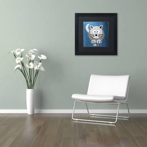 Trademark Fine Art 'Meow The Cat' Canvas Art by Design Turnpike, Black Matte, Black Frame