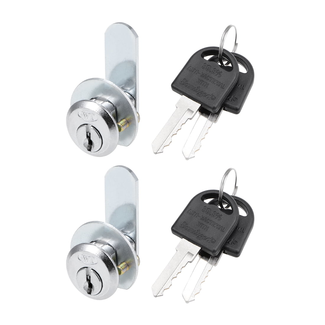 Uxcell Cam Lock, 20mm Length Cylinder 39mm Cam Chrome Finish Keyed