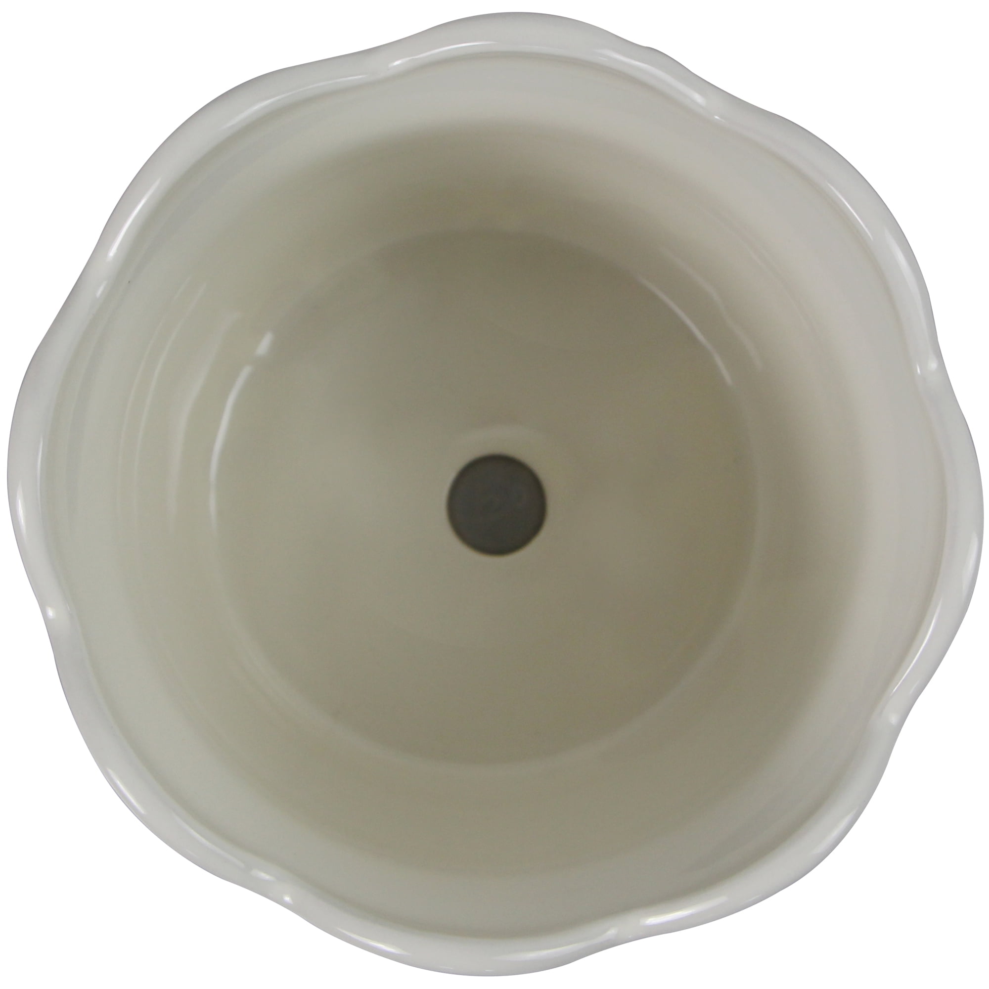 Mainstays Small 6in Diameter Round White Scallop Ceramic Planter