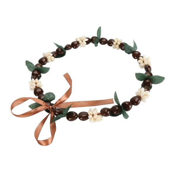 Collier Hawaïen Kukui Nuts Lei, Cadeau de Graduation pour Hommes Femmes Enfants Accessoires de Fête Luau, Collier Fleur Kukui Nut Leis