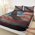 thumbnail image 4 of Manfei Wild Bald Eagle Queen Sheets,Retro Us Flag Queen Sheet Sets,Red Navy,4-Piece,1 Flat Sheet, 1 Fitted Sheet and 2 Pillowcases, 4 of 6