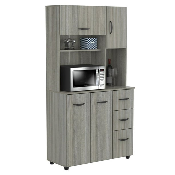 Inval Laminate Kitchen Microwave, Tall Kitchen Pantry Microwave Storage Cabinet