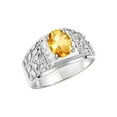 thumbnail image 4 of RYLOS Men's Rings Sterling Silver Designer Nugget Ring Oval 9X7MM Gemstone & Diamonds  Citrine November Birthstone Rings For Man Size 12, 4 of 7
