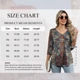 thumbnail image 4 of TEMOFON Blouse for Women Summer 3/4 Length Sleeve V Neck Pleated Womens Tops Dressy Casual Retro Print Tunic Tops L, 4 of 7