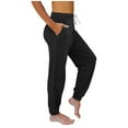 thumbnail image 4 of Summer Savings Clearance! AKAFMK Women's Solid Activewear Jogger Track Cuff Sweatpants Black, 4 of 4