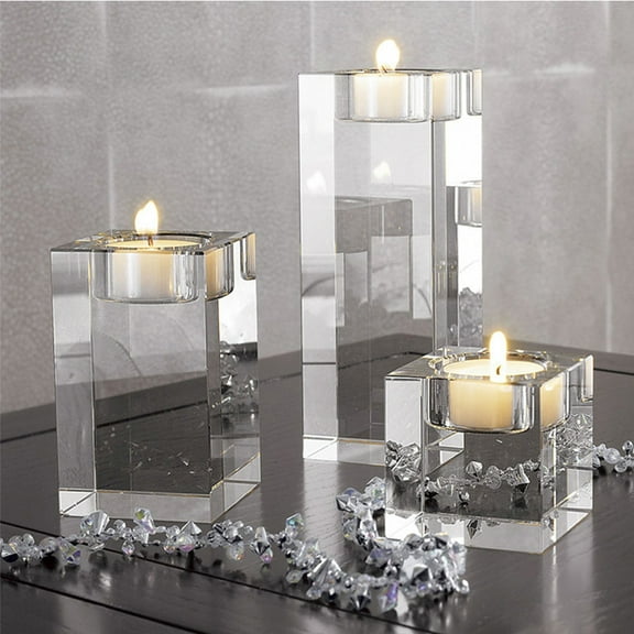Worgeous Candle Holder Crystal Candlestick Cube Tea Light Holders Decorative