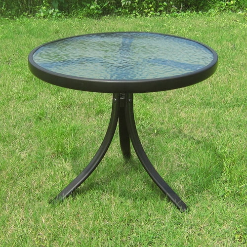 Mainstays Round Outdoor Glass Top Side Table Com