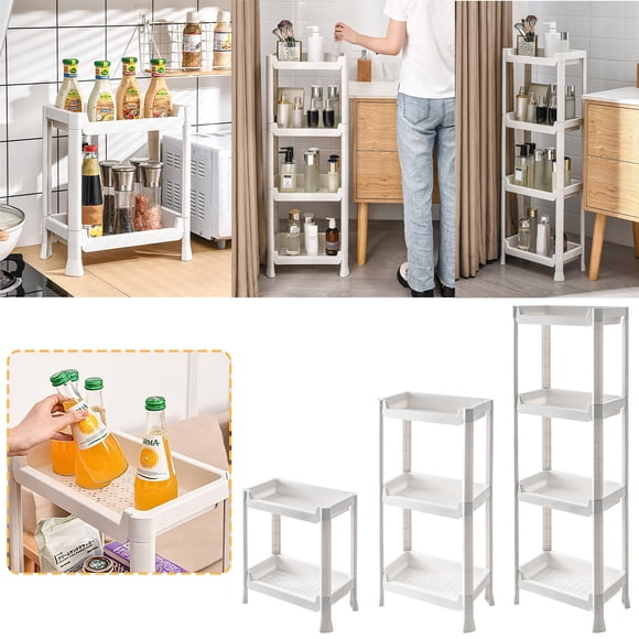 Xihbxyly Estante de Almacenamiento Multicapa, Organizador Móvil de Plástico para Baño, Diseño Compacto, Aspecto Moderno y Elegante, Versátil para Dormitorio y Garaje, Fácil de Mover, Tamaño Compacto,