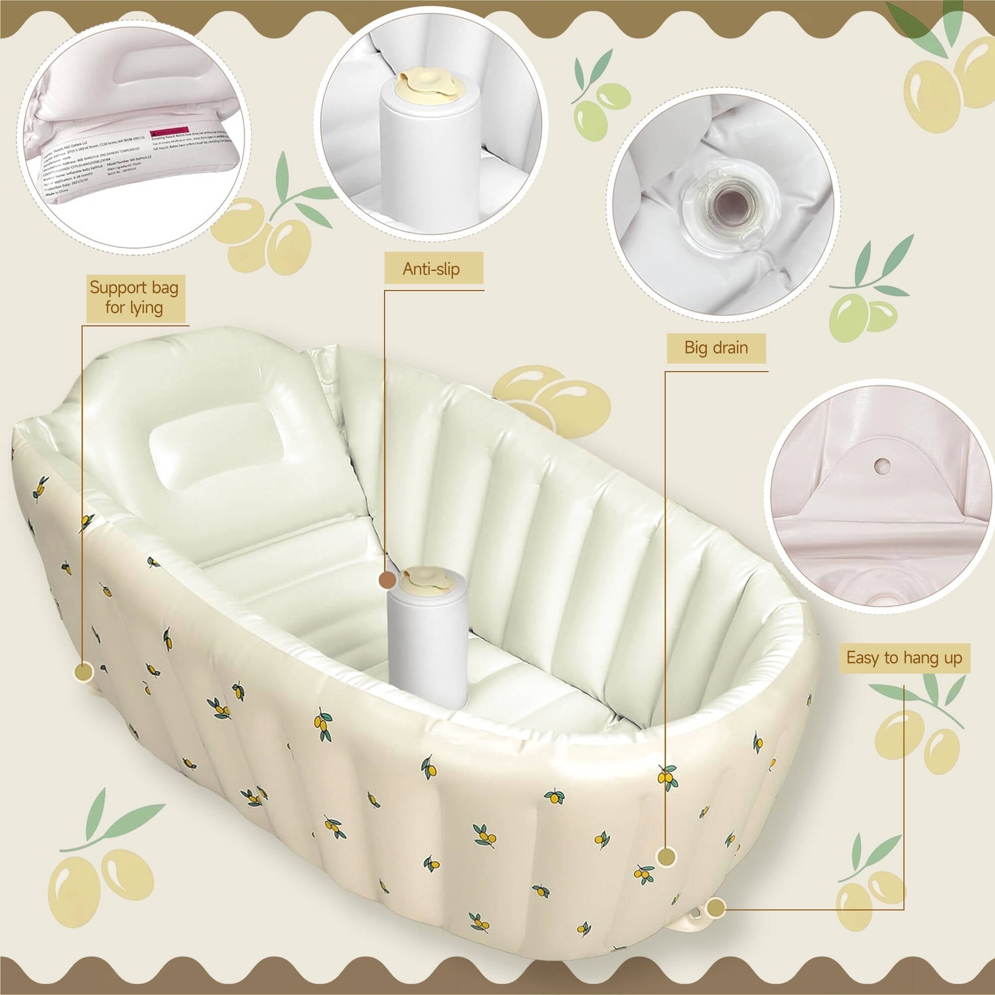 Morfone Inflatable Baby Bathtub for Newborn to Toddler, Portable Baby Tub with Built-in Air Pump, Collapsible Shower Basin for Easy Storage
