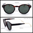 thumbnail image 3 of Round P3 Sunglasses Keyhole Bridge Metal Arms Classic Retro UV400 Tortoise Frame - Green Lens, 3 of 6