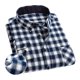 thumbnail image 1 of Camisa a cuadros cepillada de algodón puro para hombre, camisa informal a cuadros con solapa para todas las estaciones, para compras informales en casa, citas y oficina, 1 of 4