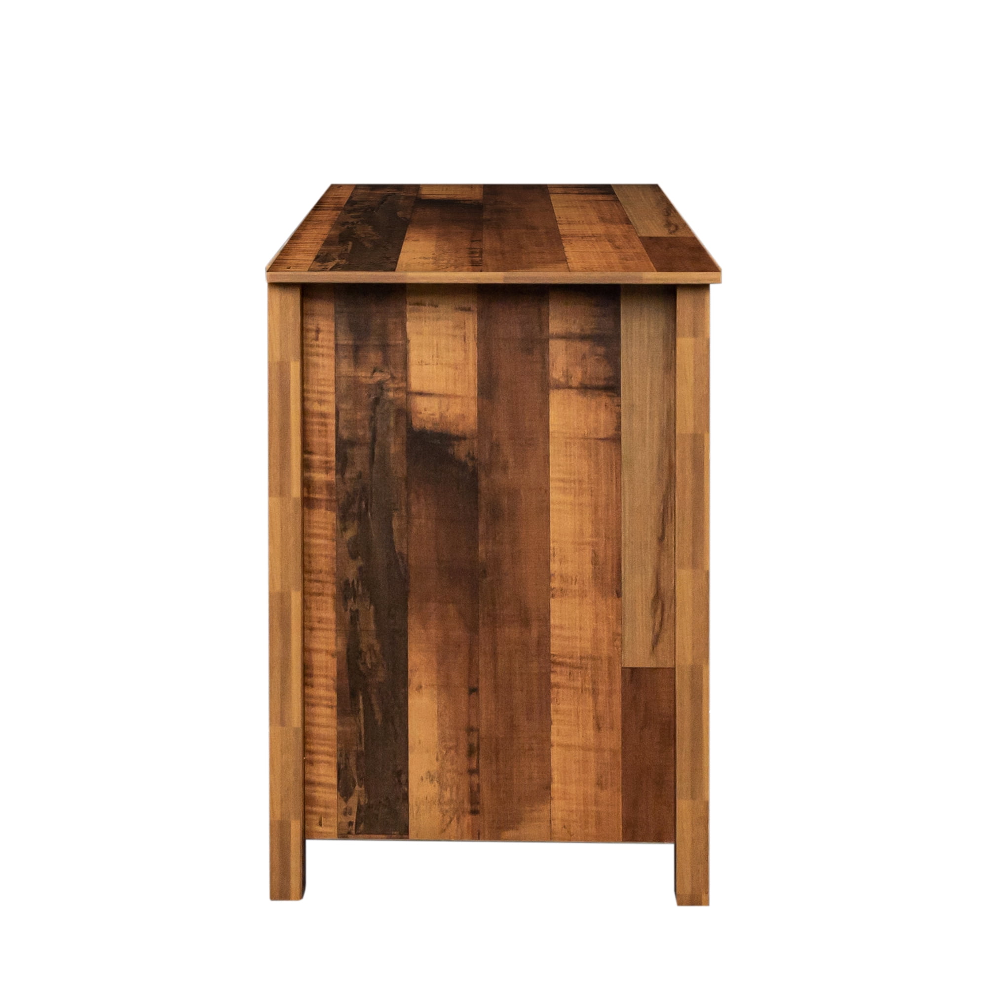 Kadyn MDF Farmhouse TV Console Table for living room, Heavy Duty TV Cabinet with 6 storage compartments and 1 shelf cabinet, Walnut TV Cabinet