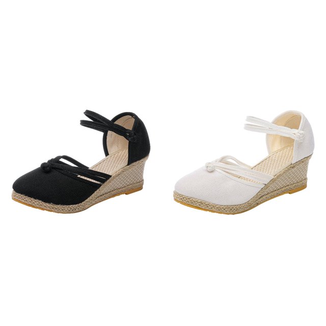 (2-Pack) Rinsvye Womens One Strap Linen Buckle Sandals Breathable Slippers Sandals Summer Comfort Footwear Leisure Style