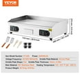 thumbnail image 3 of VEVOR Commercial Electric Griddle, 2800W Countertop Flat Top Grill, 122℉-572 ℉ Adjustable Temp, 28in Stainless Steel Griddle Grill with 2 Shovels, for Home Restaurant(No Plug), 3 of 9
