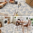 thumbnail image 6 of Area Rug 48×72in, Watercolor Blue Herb Leaves Floor Carpet Living Room Rug, Country Vintage Linen Non-Slip Welcome Mat Indoor Rugs for Bedroom Dining Room, 6 of 9
