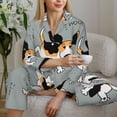 thumbnail image 6 of Fuzoiu Funny Beagle Active Dog Print Women's Long-Sleeved Pajama,Lounge Button Down Nightwear,Womens Notch Collar Pajama Set-Small, 6 of 7