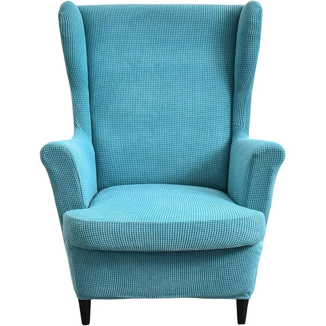Piece Stretch Wingback Chair Slipcover Printed Wing Chair Covers Polyester Fabric Wingback Armchair Covers Furniture Protector with Elastic Bottom for Living Room Bedroom Wingback Chair