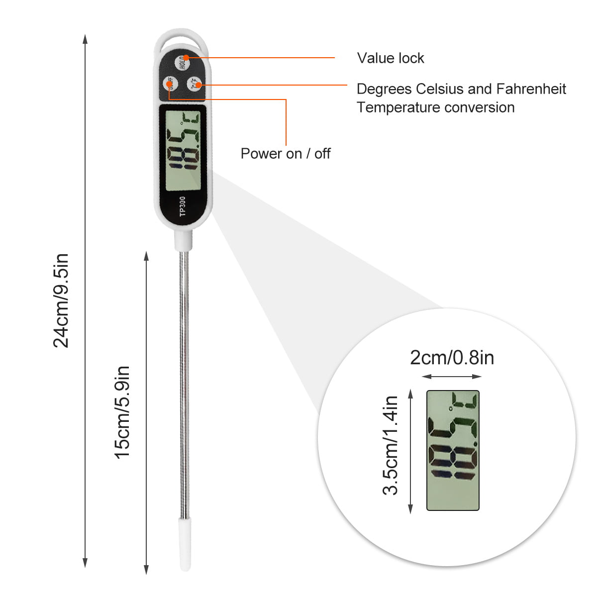 Kitchen Food Thermometer, Instant Read Digital Kitchen Thermograph, Long  Probe for Water and Liquid Temperature, Ensure the Safety of Measuring High  Temperatures, Suitable for Kitchen Food, Smoker Grill, BBQ Meat and Milk