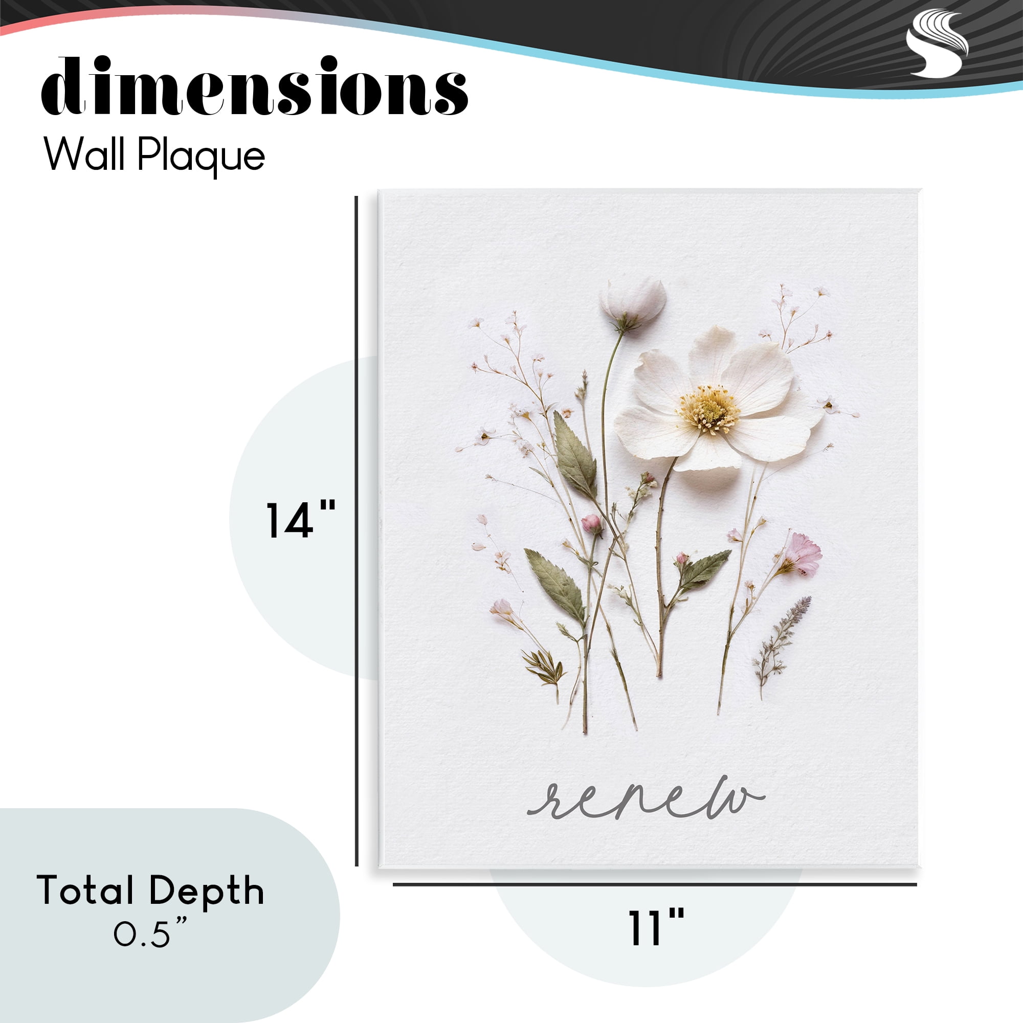 Pressed Flowers Renew Wall Plaque Art, design by Lettered and Lined