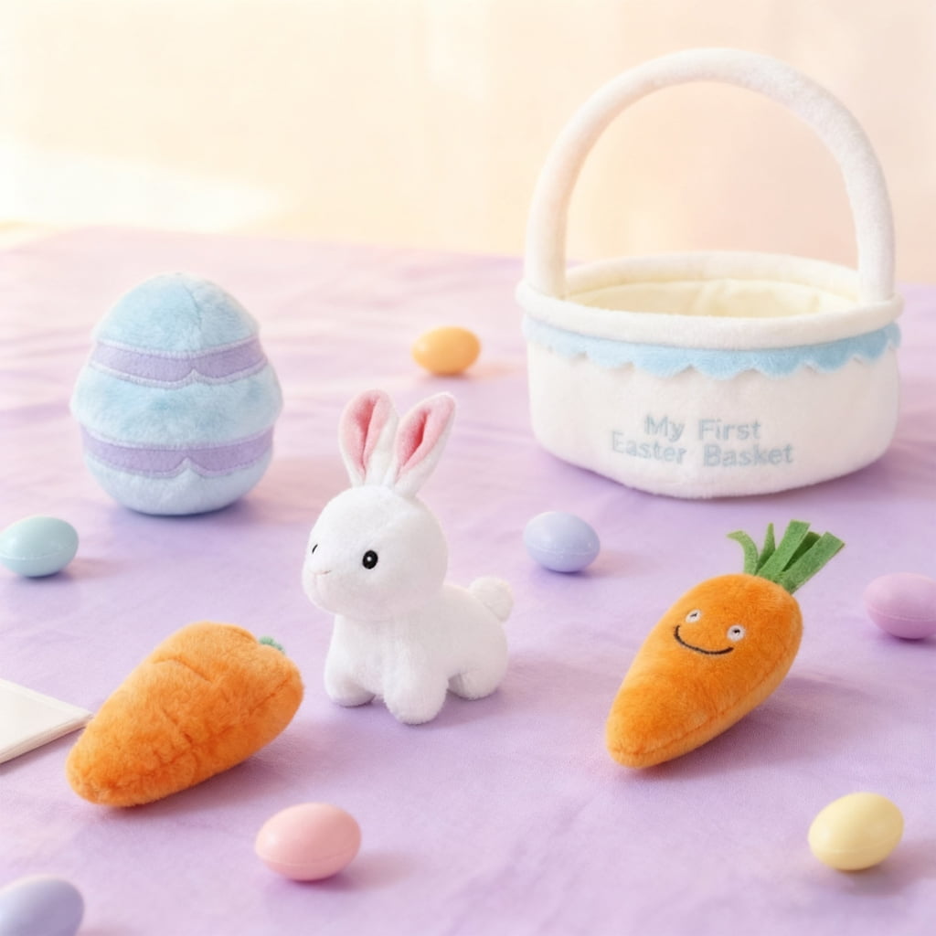 Zeiwohndc Easter Plush Toy Doll 4IN1 Stuffed Animals with Realistic Feature For Holiday