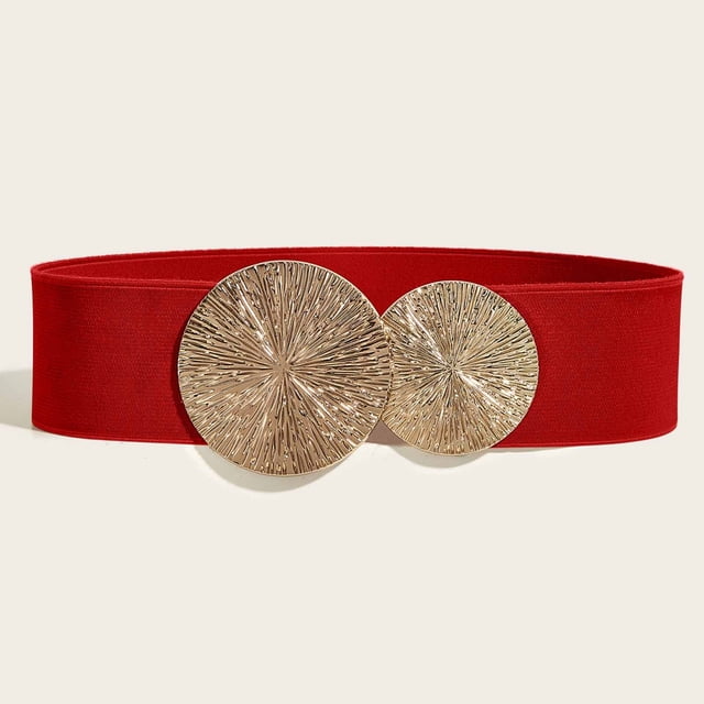 Cinturones de aleación para mujer, de moda, informales, de color sólido, con hebilla de metal y alta elasticidad.