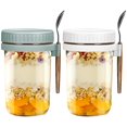 thumbnail image 1 of 2Pcs Overnight Oats Container with Lid and Stainless Steel Spoon 20oz Overnight Oats Jars Leakproof Overnight Oat Glass Cups Reusable Portable Oatmeal Container to Go for Cereal Yogurt Fr, 1 of 10