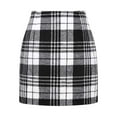 thumbnail image 3 of UFOUND Women High Waist Plaid A-Line Pencil Skirt Tight Fitting Mini Wool Skirt Cute, 3 of 8