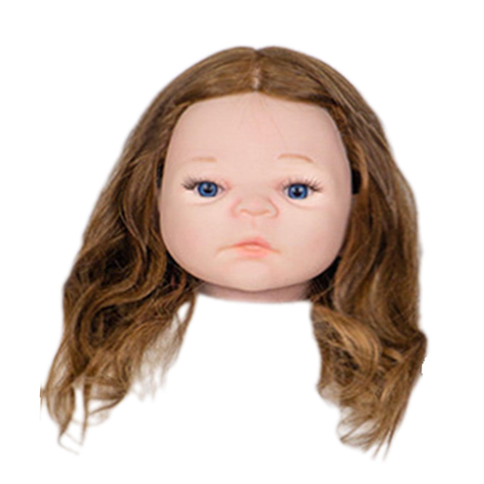 TOOYFUL Baby Mannequin Head Cosmetology Doll with Human Hair for Dyeing Hairpin Perm Brown
