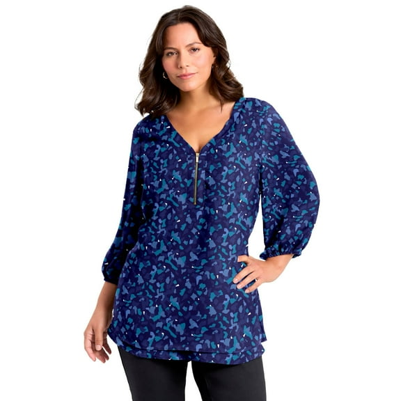 Avenue Women's Plus Size Meila Zip Top