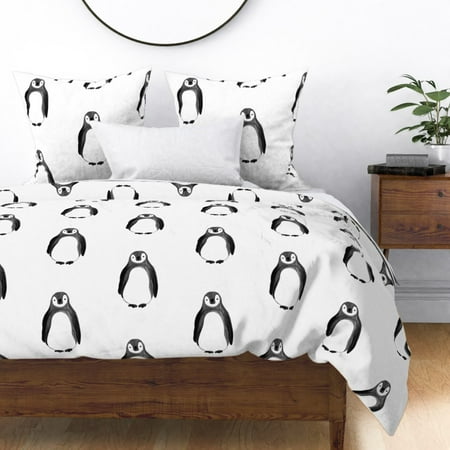 Penguin Watercolor Painted Childrens Illustration Sateen Duvet