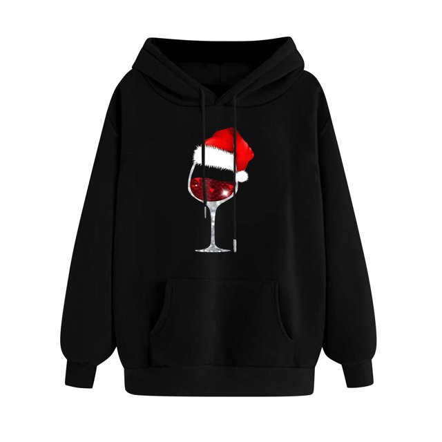 Timegard Chandails en Molleton de Noël pour Femmes Imprimé Manches Longues Chandails à Capuchon Chandail Tops Automne Hiver Mode