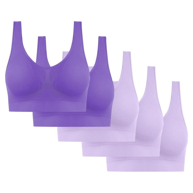 5PC Women's High Impact Sports Bra - Seamless Wireless Support | Comfortable Workout Bralette with Pad Insert Slots