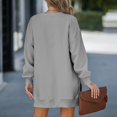 thumbnail image 4 of Women's Knitted Mid-Length Coat Round Neck Solid Color Pocket Warm Pullover Sweater 13-Gray L, 4 of 5