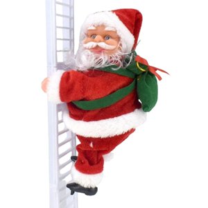 Luzkey Électrique Escalade d'un père Noël, figure du père Noël avec sac Escaladez le père Noël sur un enfant avec de la musique pour les vacances