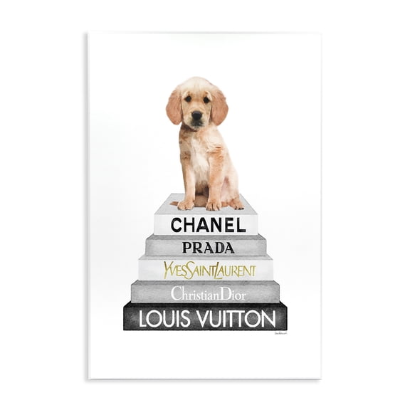 Stupell Industries Art Deco Puppy Dog Grey Fashion Books Wall Plaque Art, 13 x 19, by Amanda Greenwood